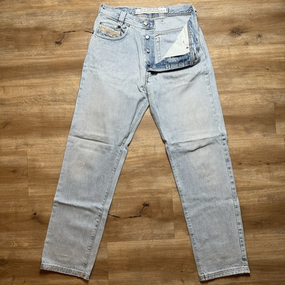 Vintage Diesel New Saddle Jeans Men 27x30 Blue Light Wash Relaxed Taper Italy